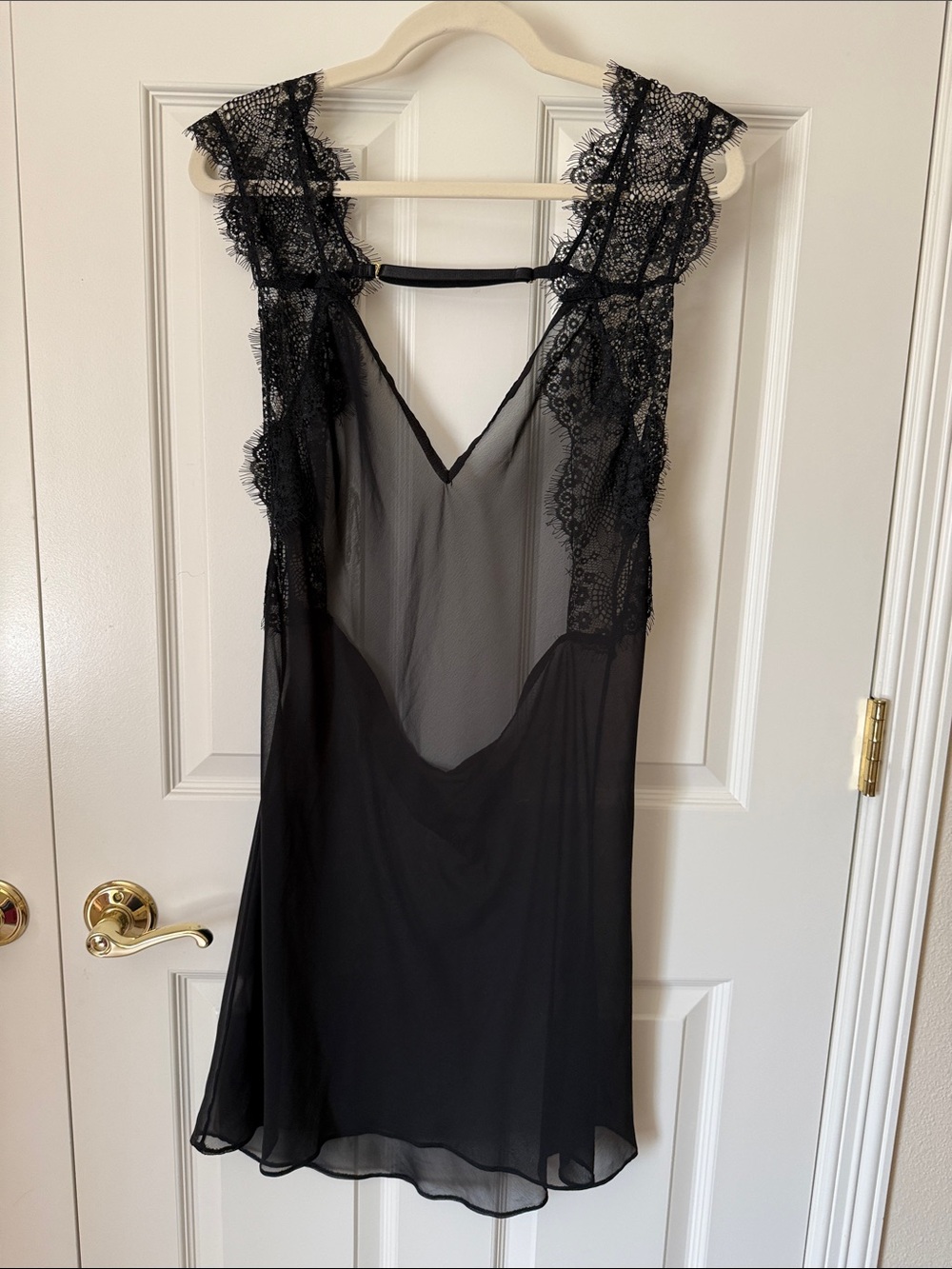 Bluebella XL Black Lace-Trim Sheer Chemise